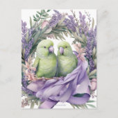 Lavendel Lovebirds Briefkaart (Voorkant)