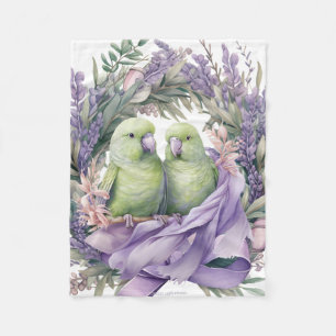 Lavendel Lovebirds Fleece Deken