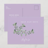 Lavendel & Loverblad Huwelijk Bewaar de Datum Briefkaart (Voorkant / Achterkant)