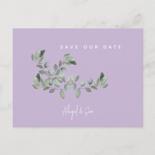 Lavendel & Loverblad Huwelijk Bewaar de Datum Briefkaart (Voorkant)
