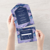 Lavendel Maagdenpalm Glitter Agate Marmeren Bruilo All In One Uitnodiging (Afscheurbaar)