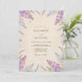 Lavendel Maagdenpalm Waterverf Bruiloft Kaart (Staand voorkant)