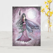 Lavendel Maan Mystieke Fantasy Fairy Art Kaart (Gele Bloem)