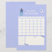 Lavendel Maandelijkse Planner Lay-out Kunst Briefpapier (Voorkant / Achterkant)