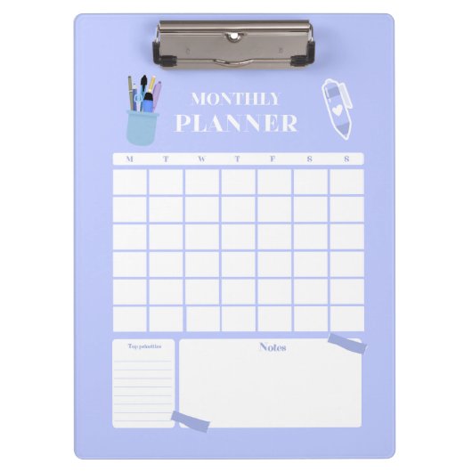 Lavendel Maandelijkse Planner Lay-out Kunst Klembord (Voorkant)