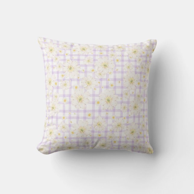 Lavendel Madeliefje Lente Kussen (Voorkant)
