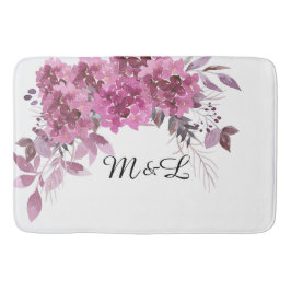 * Lavendel Magenta Monogram Hydrangea Romantisch Badmat