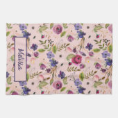 Lavendel & Magenta Waterverf Rozen & Violets Theedoek (Horizontaal)