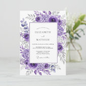 Lavendel Majestueuze Botanische Bruiloft Kaart (Staand voorkant)