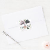 Lavendel, Marine, Blush Roze Bloemen Dank u 2 Vierkante Sticker (Envelop)