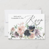 Lavendel, Marine, & Blush Roze Herfst Bloemen met  RSVP Kaartje (Voorkant)