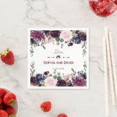 Lavendel Marineblauwe Bloemige Bruiloft Servet (Insitu)