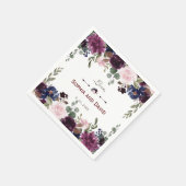 Lavendel Marineblauwe Bloemige Bruiloft Servet (Hoek)