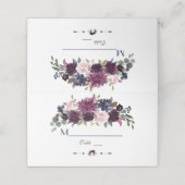 Lavendel marineblauwe bloemtafel nummer plaatskaartje (Buitenkant ongevouwen)