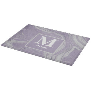Lavendel Marmer met zachte witte aderen Monogram Snijplank