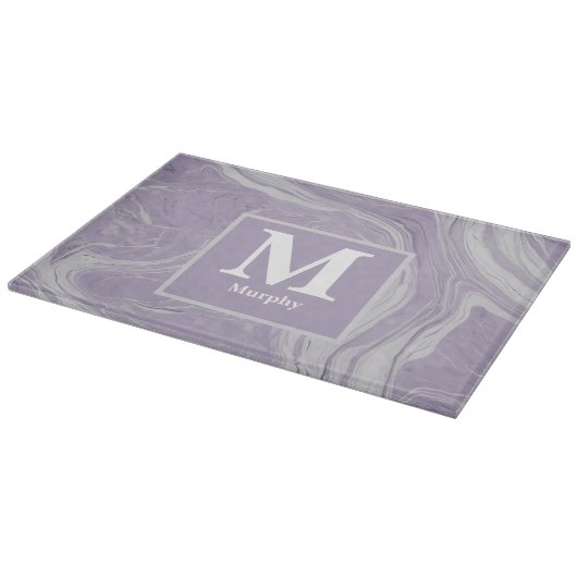 Lavendel Marmer met zachte witte aderen Monogram Snijplank (Hoek)