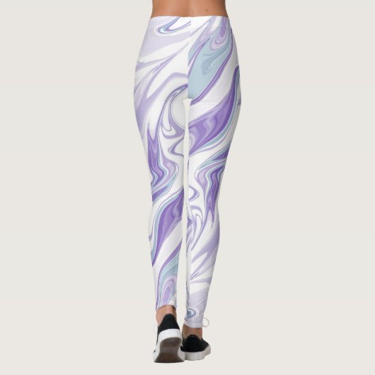 Lavendel Marmeren Droom Leggings – Abstracte Fluid (Achterkant)