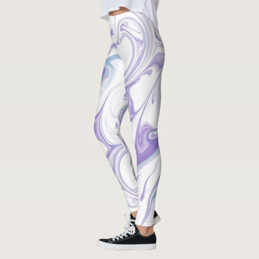 Lavendel Marmeren Droom Leggings – Abstracte Fluid (Links)