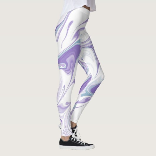 Lavendel Marmeren Droom Leggings – Abstracte Fluid (Rechts)