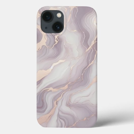 Lavendel Marmeren iPhone 13 Hoesje met Zilveren Ad (Achterkant)