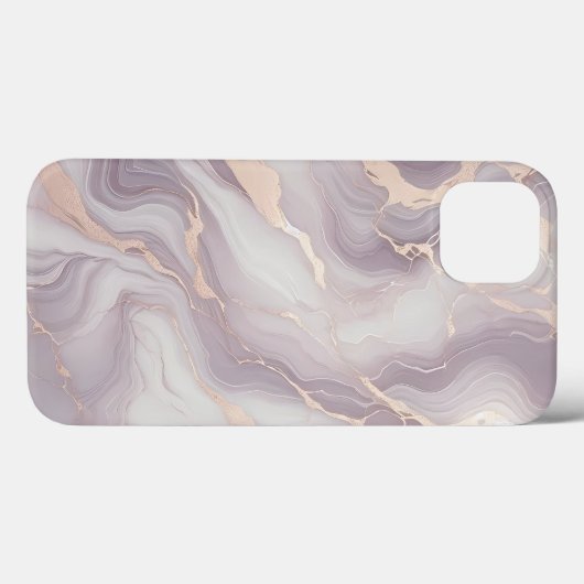 Lavendel Marmeren iPhone 13 Hoesje met Zilveren Ad (Achterkant (horizontaal))