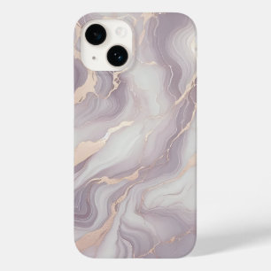 Lavendel Marmeren iPhone 14 Hoesje met Zilveren Ad