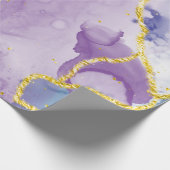 Lavendel Marmeren verfpatroon met gouden streep Cadeaupapier (Hoek)