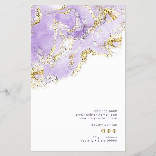 Lavendel marmering ontwerp prijslijst flyer (Achterkant)