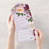 lavendel maroon en peach pony's Dinner All In One Uitnodiging (Afscheurbaar)