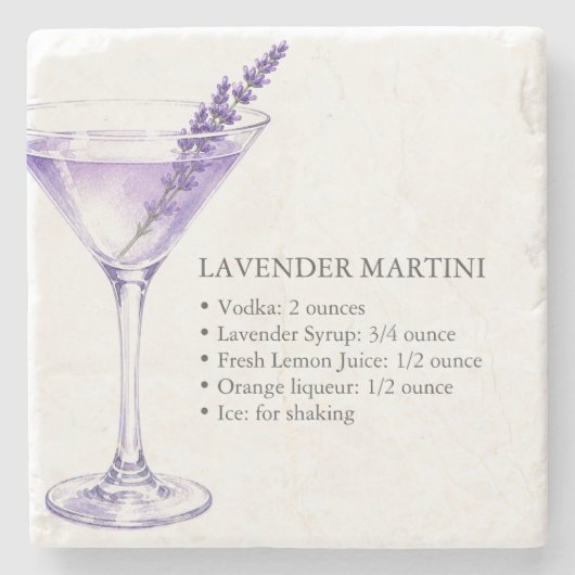 Lavendel Martini Drank Onderscheppers Stenen Onderzetter (Voorkant)