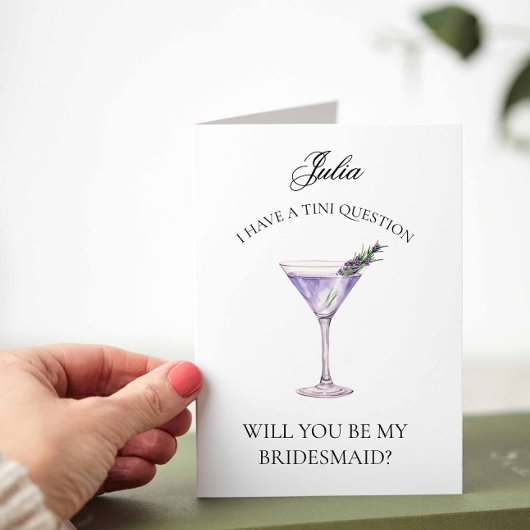 Lavendel Martini, jij wordt mijn bruidsmeisje Kaar