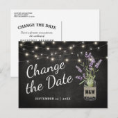 Lavendel Mason Jar Wedding Verander de datum Aankondigingskaart (Voorkant / Achterkant)