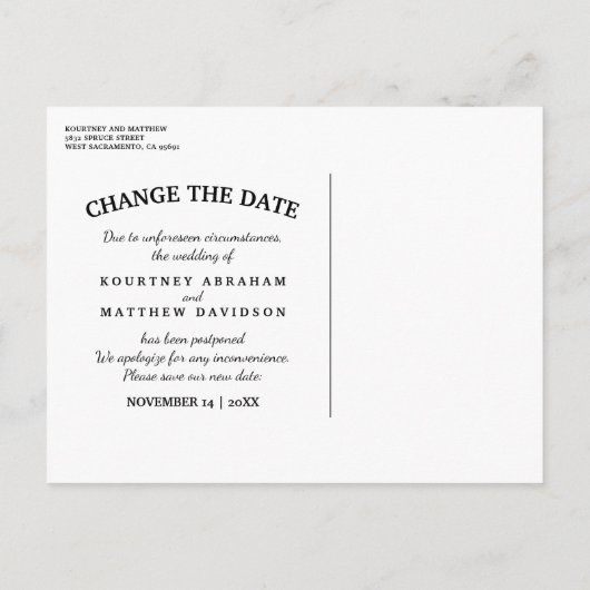 Lavendel Mason Jar Wedding Verander de datum Aankondigingskaart (Achterkant)