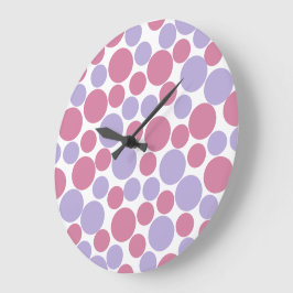 Lavendel & matte roze polkadot-wandklok grote klok