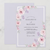 Lavendel Mauve Bladrijke Bruiloft Kaart (Voorkant / Achterkant)