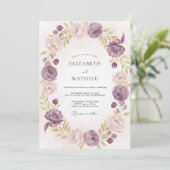 Lavendel Mauve Geschilderde Bruiloft Kaart (Staand voorkant)