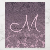 Lavendel Mauve Paarse Bruiloft Receptie Monogram Wijn Etiket (Enkel label)