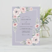 Lavendel Mauve Ranunculus Eucalyptus Bruiloft Kaart (Staand voorkant)
