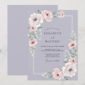 Lavendel Mauve Ranunculus Eucalyptus Bruiloft Kaart (Voorkant / Achterkant)