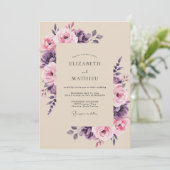 Lavendel Mauve Roze Bruiloft Kaart (Staand voorkant)