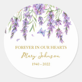 Lavendel Memorial Funeral Classic Ronde Sticker
