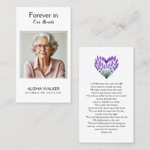 Lavendel Memorial Prayer Kaart Visitekaartje