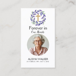 Lavendel Memorial Prayer Kaart Visitekaartje