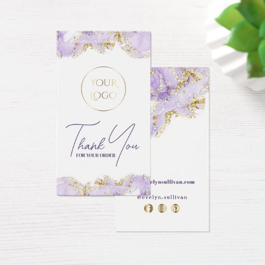 Lavendel mermering ontwerp bijsluiter visitekaartje (Bureau)