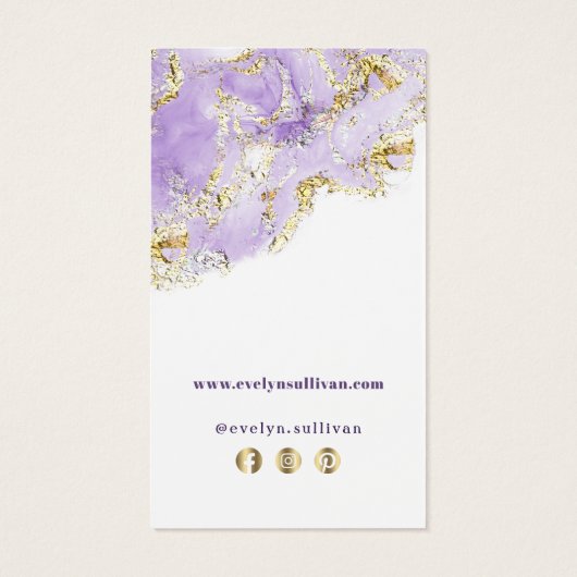 Lavendel mermering ontwerp bijsluiter visitekaartje (Achterkant)