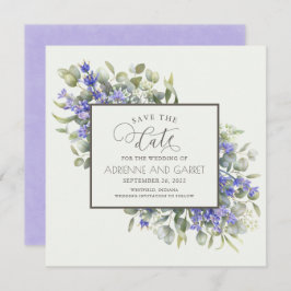Lavendel met de eucalyptusbruiloft save the date