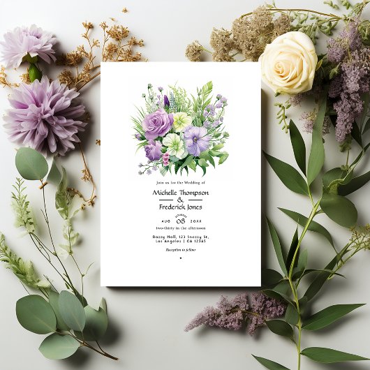 Lavendel met groene bloem lente bruiloft kaart