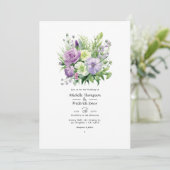 Lavendel met groene bloem lente bruiloft kaart (Staand voorkant)