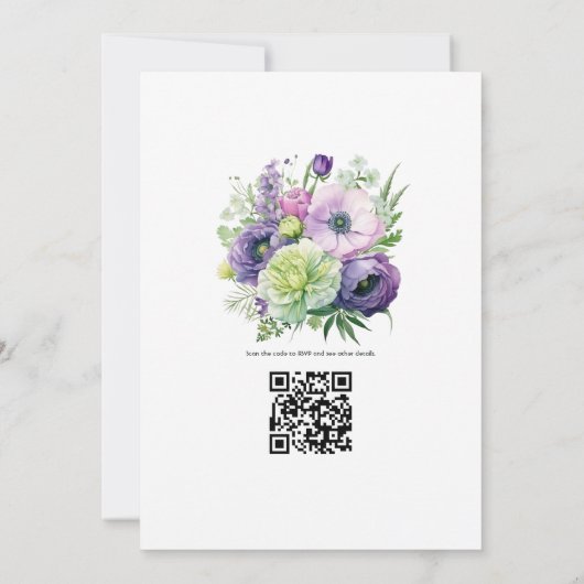 Lavendel met groene bloemenlente bruiloft kaart (Achterkant)