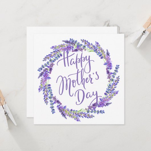 lavendel met Moederdag Kaart (Voorkant / Achterkant in situ)